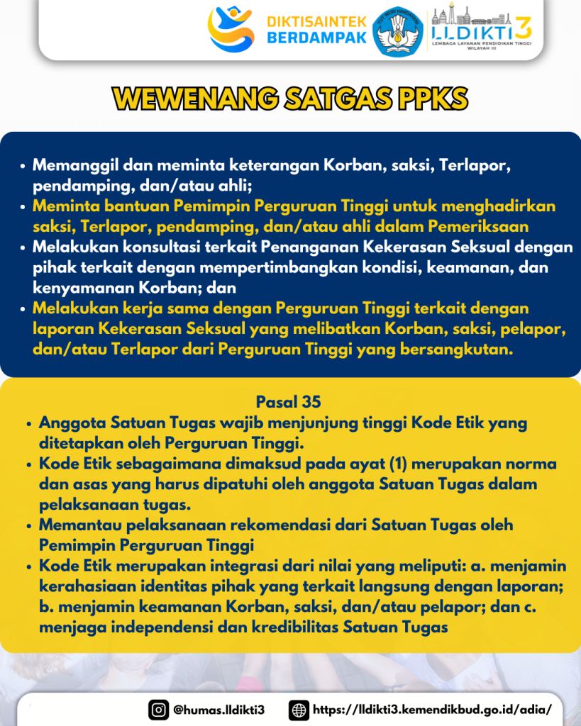 Tugas dan Wewenang Satgas PPKS-3